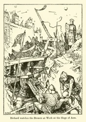 Richard beobachtet die Steinmetze bei der Belagerung von Akkon